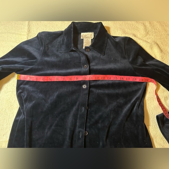 Vintage 2 Piece Set Navy Blue Velvet Women's Jacket and pants - Picture 3 of 7